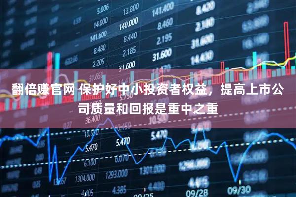 翻倍赚官网 保护好中小投资者权益，提高上市公司质量和回报是重中之重